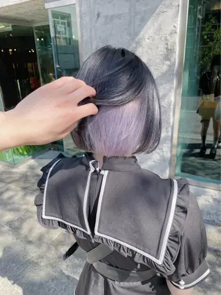 ショート カラー ヘアアレンジ 🩶【推しハイトーン 】yuzu🩶のヘアスタイル