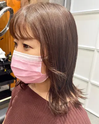 ミディアム カラー ヘアアレンジ 髪質改善カラー&TR 縮毛矯正/弱酸性矯正のヘアスタイル