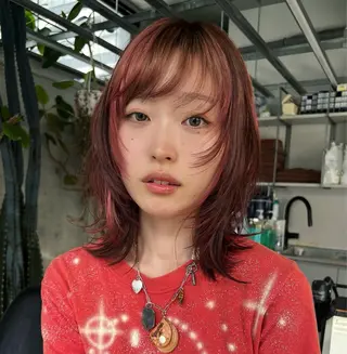 ミディアム カラー ハッシュカット カシマハヤトのヘアスタイル