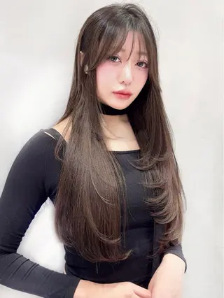 ミディアム カラー 木屋元一/透明感 /レイヤー/顔まわりのヘアスタイル