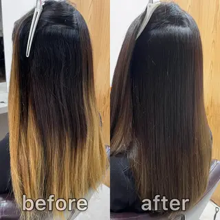 セミロング カラー パーマ KIZU 髪質改善 オカルト怪談のヘアスタイル