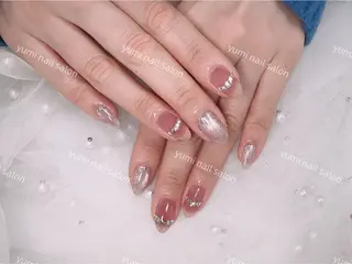 ネイル Shineジェル& チップ長さだしのネイルデザイン