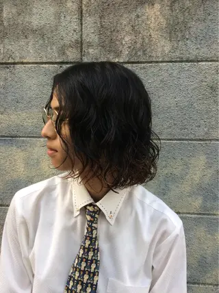 ミディアム パーマ メンズ 堀江/心斎橋/西大橋 四ツ橋【Vers】のヘアスタイル