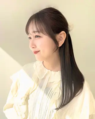 ロング カラー 早田 華のヘアスタイル