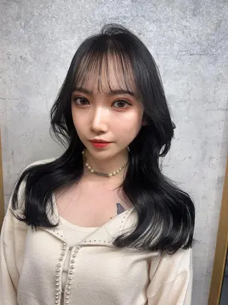 セミロング パーマ ヘアアレンジ メンズ キッズ ネイル マツエク・マツパ アイブロウ レイヤー/顔周り 韓国ヘア森田和貴のヘアスタイル