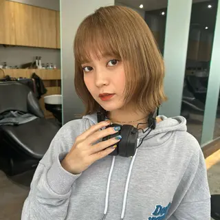 ミディアム ボブ/くびれボブ/ 髪質改善/Ru-kaのヘアスタイル