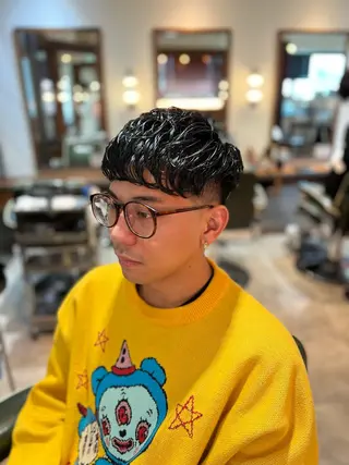 ショート パーマ メンズ BINGO HAIR WORKS 【ビンゴヘアワークス】所属・🎱メンズフェード 特化HYOGA🎱のヘアスタイル
