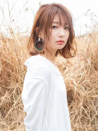 ミディアム カラー パーマ gite カワムラナオキのヘアスタイル