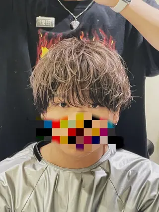 ショート カラー パーマ メンズ [無料カットモデル] 田野　将汰のヘアスタイル