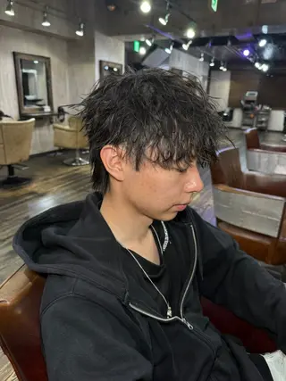 ショート パーマ メンズ HAIR SALON M Fe's 池袋所属・メンズカット/パーマ 艶カラーTAIGA︎のヘアスタイル