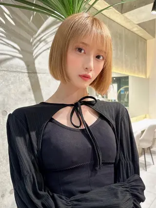 ミディアム まいか🤎髪質改善 ミルクティーボブ🎀のヘアスタイル