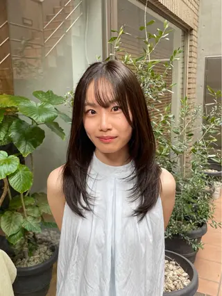 セミロング カラー 縮毛矯正/暖色 カラー/ひかるのヘアスタイル
