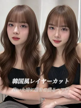 ロング カラー 韓国レイヤー×モテ髪 /MITSUKI🤍のヘアスタイル