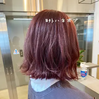 ミディアム カラー ネイル マツエク・マツパ ボブ、縮毛矯正👑 心斎橋/高城涼也のヘアスタイル