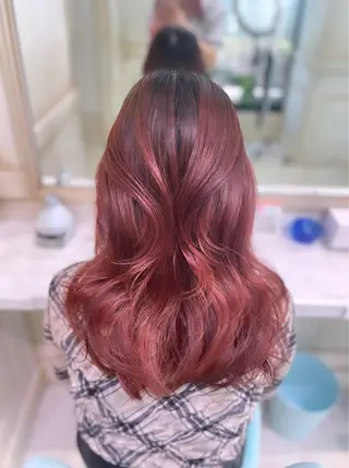 セミロング カラー 🌷ピンク/韓国風 暖色カラー ゆい🌷のヘアスタイル