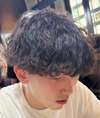 ミディアム メンズ 焼津メンズパーマ特化 大石雄生のヘアスタイル