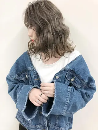 ミディアム 透明感カラー／ 髪質改善／ボブ／中山のヘアスタイル