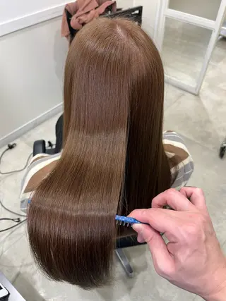 ロング 縮毛矯正/髪質改善 /レイヤー/韓国のヘアスタイル