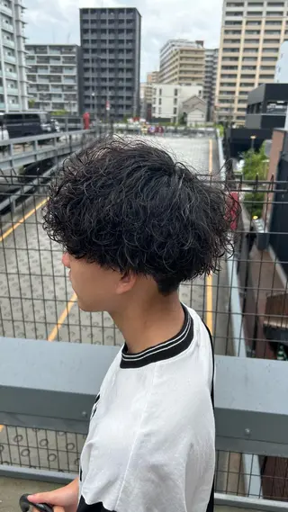 ショート パーマ メンズ 永田 雄真のヘアスタイル