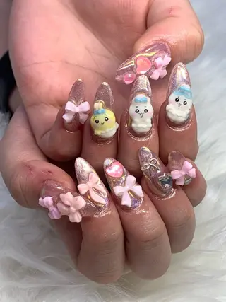 ネイル NES NAIL所属・さゆり￤推しキャラ ￤ロングネイル🩷のネイルデザイン