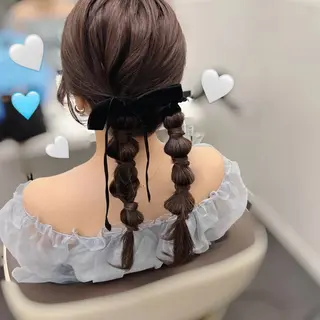 セミロング ヘアアレンジ SALOWIN原宿iori所属・🩷🤍 NAMI🤍🩷のヘアスタイル