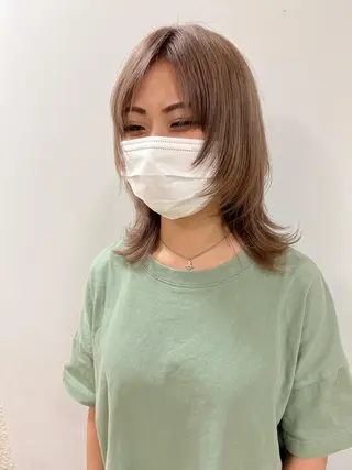 ミディアム カラー ハイトーン/ウルフ /レイヤー/坂野幸伸のヘアスタイル