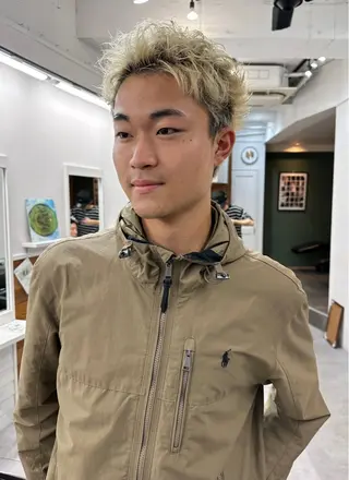 ショート カラー メンズ グランジヘア 無造作ヘアHYUGAのヘアスタイル