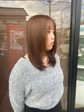 セミロング ボブ/ナチュラル 縮毛矯正/吉川清保のヘアスタイル