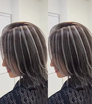 セミロング カラー ONYX 表参道所属・表参道/ハイライト バレイヤージュ/縮毛のヘアスタイル