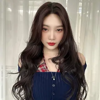 ロング ワンホンパーマ/ 菜月のヘアスタイル