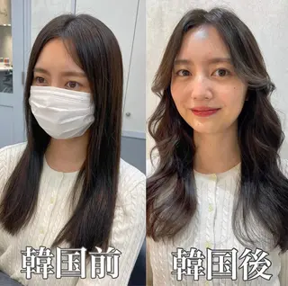 ミディアム レイヤー、美髪矯正 🌹韓国ヘア芹奈のヘアスタイル