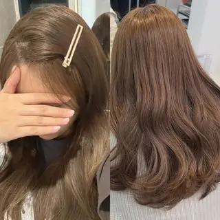 セミロング カラー 🥞ベージュ系カラー 【すずきりほ】🥞のヘアスタイル