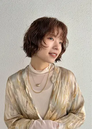 ショート パーマ 似合わせヘア/透明感 カラー/ Rioのヘアスタイル
