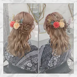 セミロング ヘアアレンジ ヘアセット/着付け 𓇼 松本 夏美𓇼のヘアスタイル