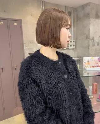 ミディアム 暖色カラー/オリーブ /ミニボブ/白柳美空のヘアスタイル