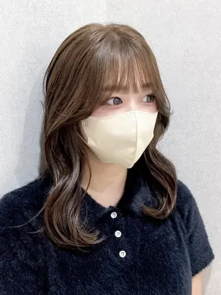 ミディアム カラー 透明感カラー/韓国 レイヤーmomokaのヘアスタイル