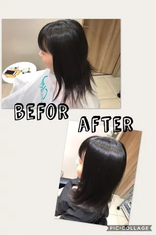ミディアム かねやす ゆなのヘアスタイル