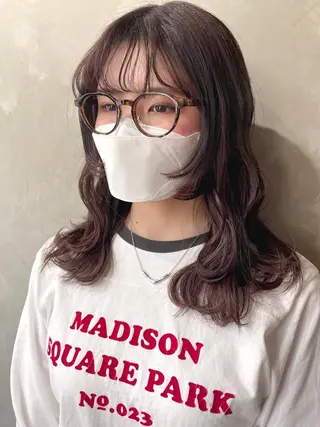 セミロング カラー 梅田美容室 山崎海波のヘアスタイル
