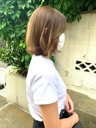 ショート カラー 柔らかブラウン/顔周 りレイヤー♡ユウシのヘアスタイル