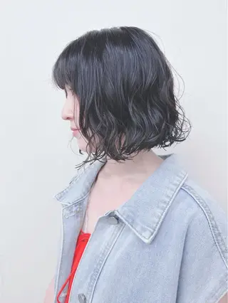 ミディアム パーマ パーマボブ/丸みボブ /くせ毛/とういのヘアスタイル