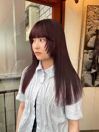 セミロング カラー ヘアアレンジ ハッシュカット/ 韓国ヘア☽⋰mahoのヘアスタイル