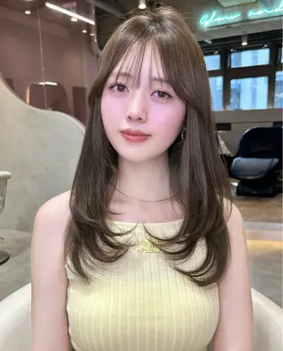 ロング カラー 大宮韓国風レイヤー カット吉田こうすけのヘアスタイル