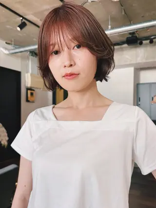 ショート カラー パーマ 🫧小顔×似合わせ× 透明感カラー🫧のヘアスタイル