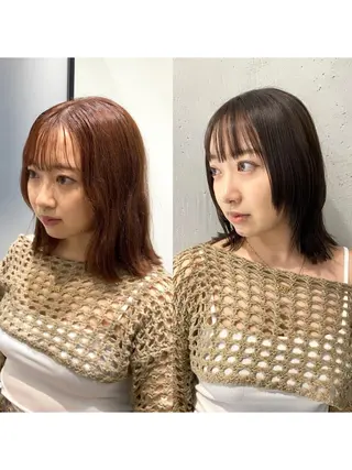 セミロング カラー パーマ ヘアアレンジ 髪質改善水素TR× レイヤーカット/熊澤のヘアスタイル