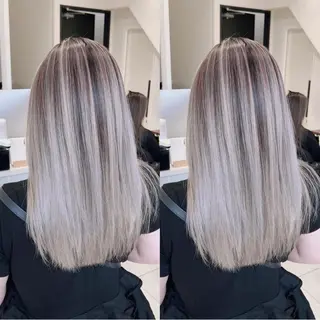 ロング カラー オフホワイトアンドなんば所属・福西 洋斗のヘアスタイル