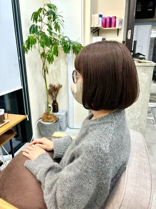 ミディアム カラー 桜木町2分/くびれ /ボブ/ナチュラルのヘアスタイル