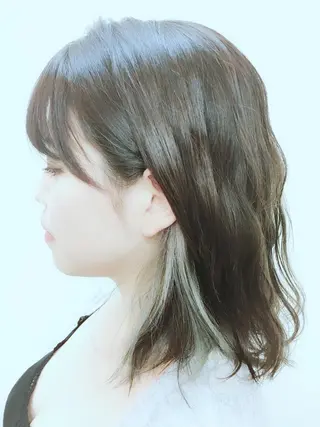 ミディアム カラー 菅沼 まみのヘアスタイル
