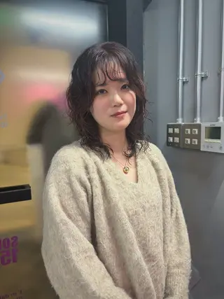 ミディアム パーマ 札幌パーマ レイヤー/後藤海音のヘアスタイル