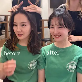 ミディアム 前髪顔周り/レイヤー 似合わせ/大阪谷町のヘアスタイル