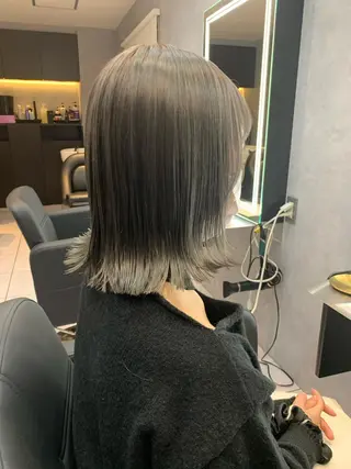 ミディアム カラー 透明感/ブリーチ縮毛 /髪質改善/星野純一のヘアスタイル